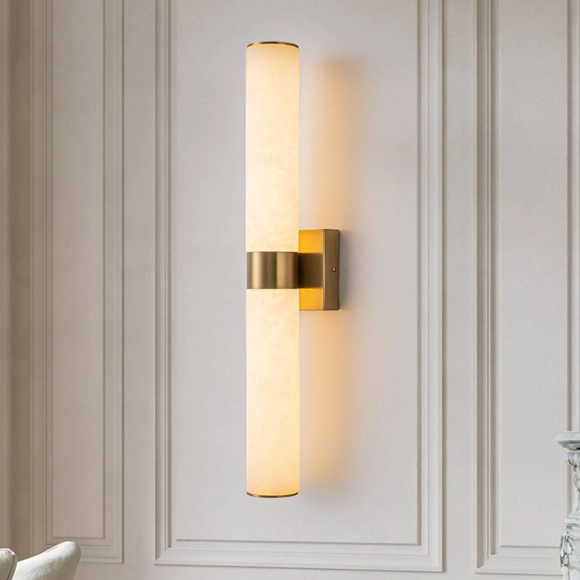 Dimmable LED Marble Tube Linear Bathroom Wall Sconce