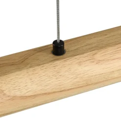 Dimmable LED Pine Wooden Wide Linear Island Pendant