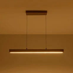 Dimmable LED Pine Wooden Wide Linear Island Pendant