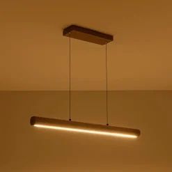 Dimmable LED Pine Wooden Wide Linear Island Pendant