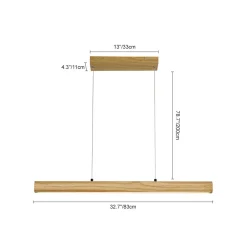 Dimmable LED Pine Wooden Wide Linear Island Pendant