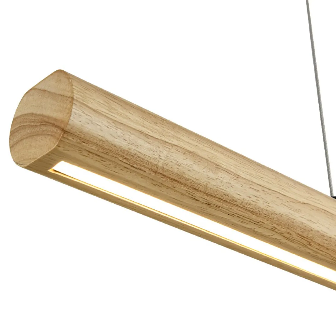 Dimmable LED Pine Wooden Wide Linear Island Pendant