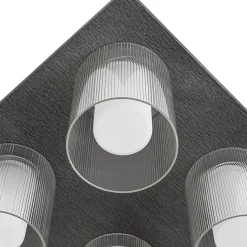 Dimmable LED Ribbed Glass 4-Light Square Semi Flush Mount