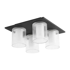 Dimmable LED Ribbed Glass 4-Light Square Semi Flush Mount