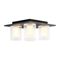 Dimmable LED Ribbed Glass 4-Light Square Semi Flush Mount