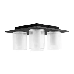 Dimmable LED Ribbed Glass 4-Light Square Semi Flush Mount