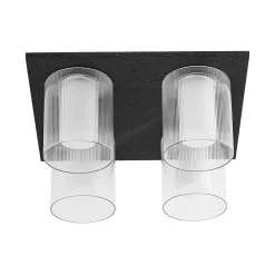 Dimmable LED Ribbed Glass 4-Light Square Semi Flush Mount