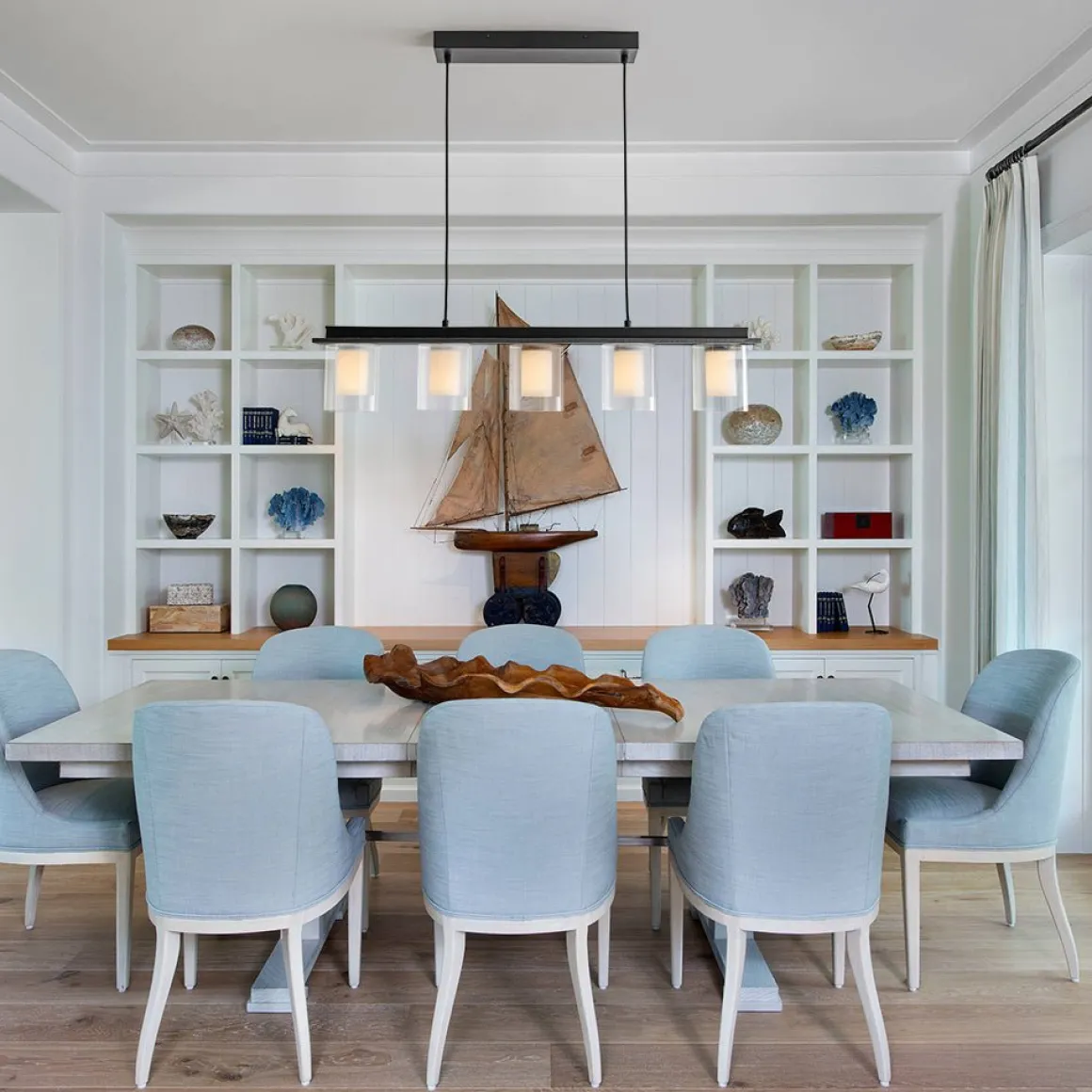 Dimmable LED Ribbed Glass Shade Kitchen Island Chandelier