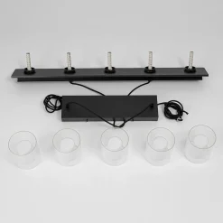 Dimmable LED Ribbed Glass Shade Kitchen Island Chandelier