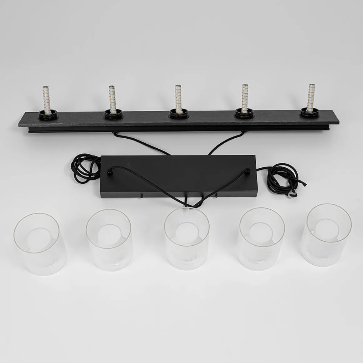 Dimmable LED Ribbed Glass Shade Kitchen Island Chandelier