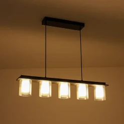 Dimmable LED Ribbed Glass Shade Kitchen Island Chandelier