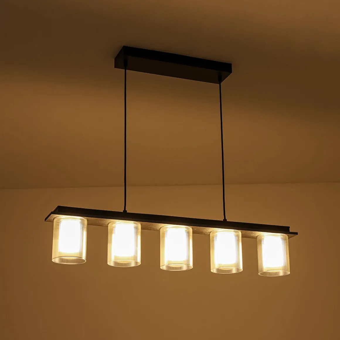 Dimmable LED Ribbed Glass Shade Kitchen Island Chandelier