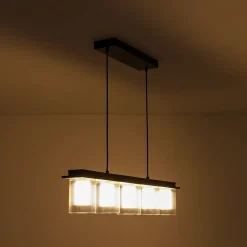 Dimmable LED Ribbed Glass Shade Kitchen Island Chandelier