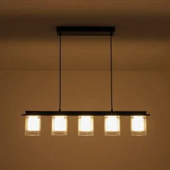 Dimmable LED Ribbed Glass Shade Kitchen Island Chandelier