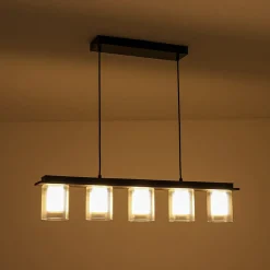 Dimmable LED Ribbed Glass Shade Kitchen Island Chandelier
