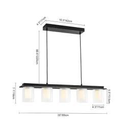Dimmable LED Ribbed Glass Shade Kitchen Island Chandelier