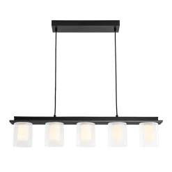 Dimmable LED Ribbed Glass Shade Kitchen Island Chandelier