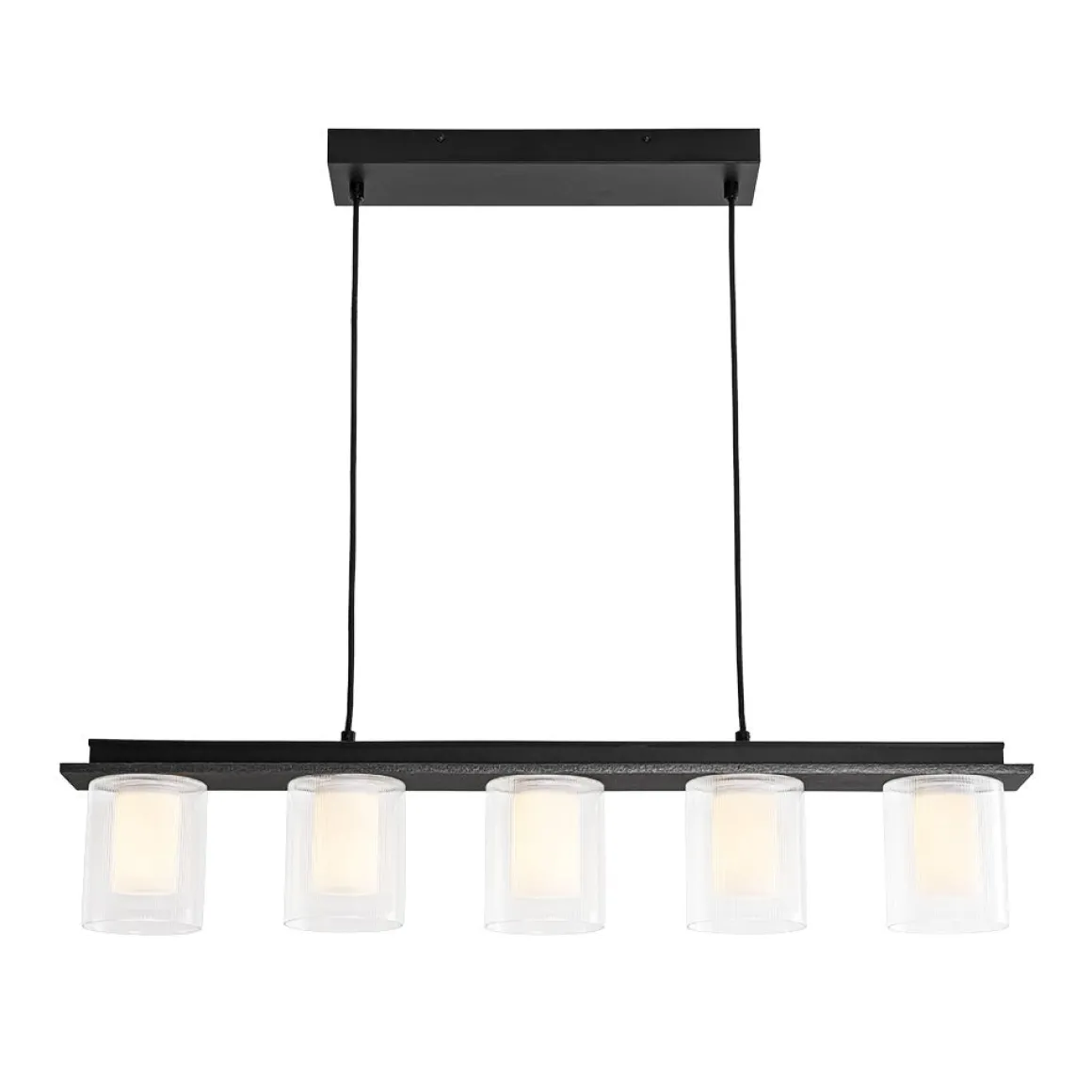 Dimmable LED Ribbed Glass Shade Kitchen Island Chandelier