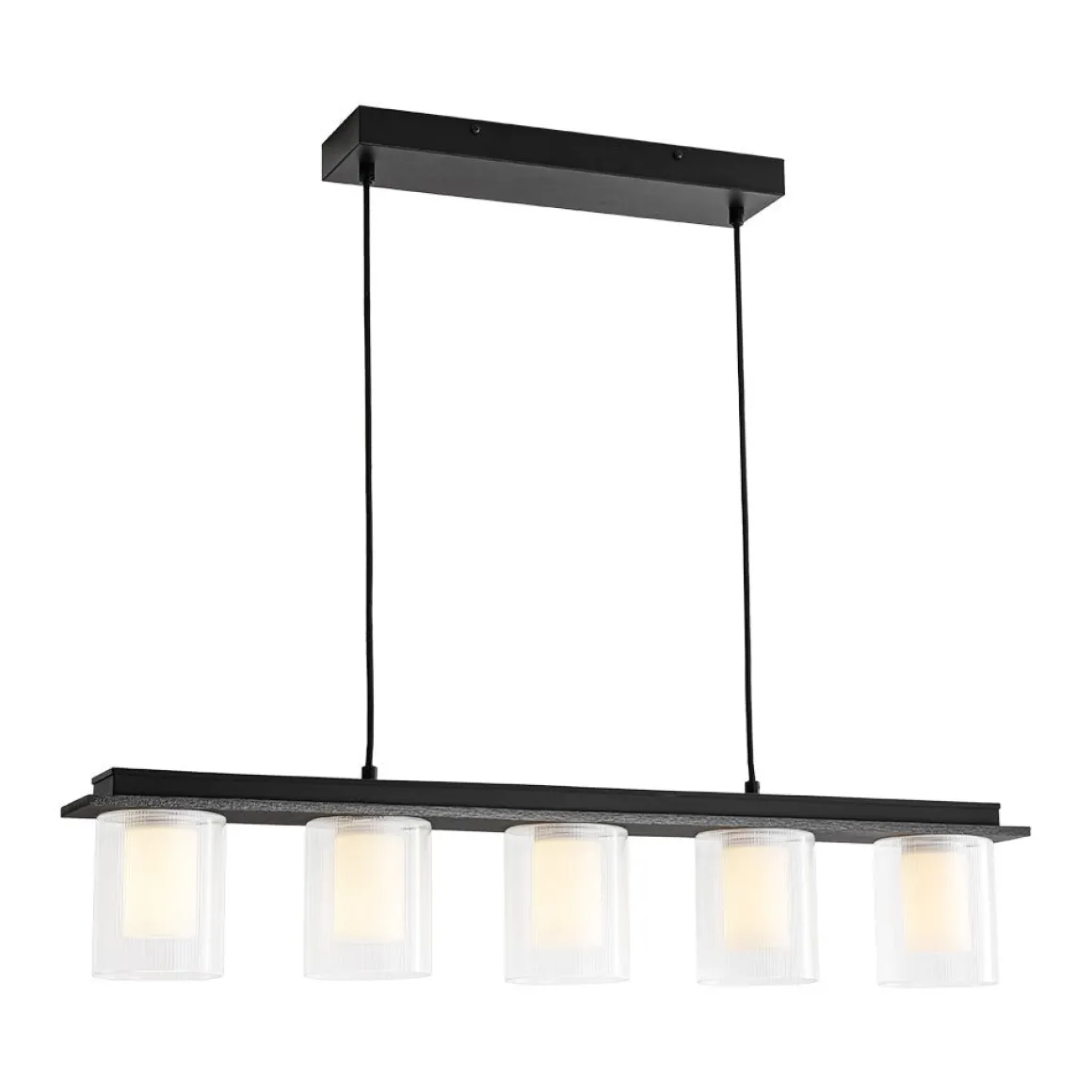 Dimmable LED Ribbed Glass Shade Kitchen Island Chandelier