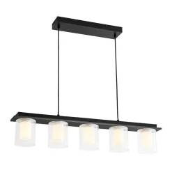 Dimmable LED Ribbed Glass Shade Kitchen Island Chandelier
