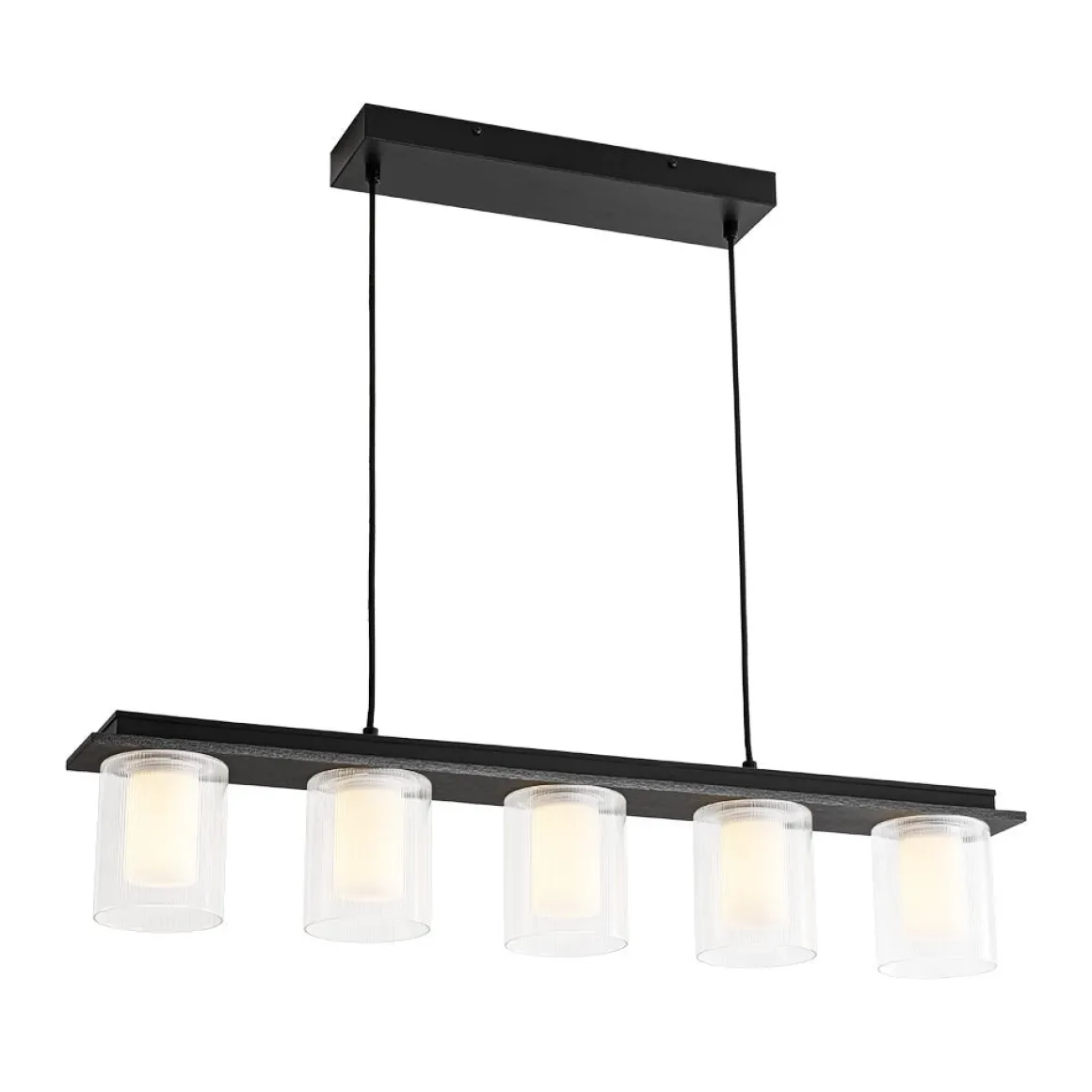 Dimmable LED Ribbed Glass Shade Kitchen Island Chandelier