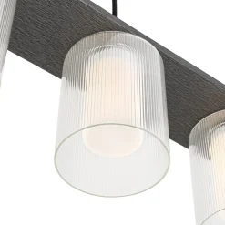 Dimmable LED Ribbed Glass Shade Kitchen Island Chandelier