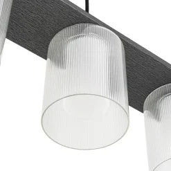 Dimmable LED Ribbed Glass Shade Kitchen Island Chandelier