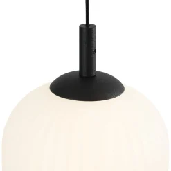 Dimmable LED Ribbed White Glass 6-Light Cluster Round Pendant