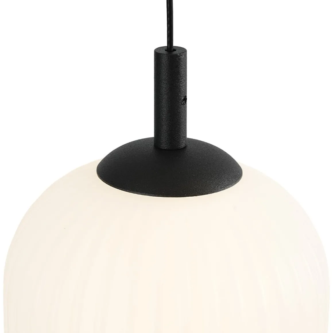 Dimmable LED Ribbed White Glass 6-Light Cluster Round Pendant
