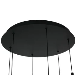 Dimmable LED Ribbed White Glass 6-Light Cluster Round Pendant