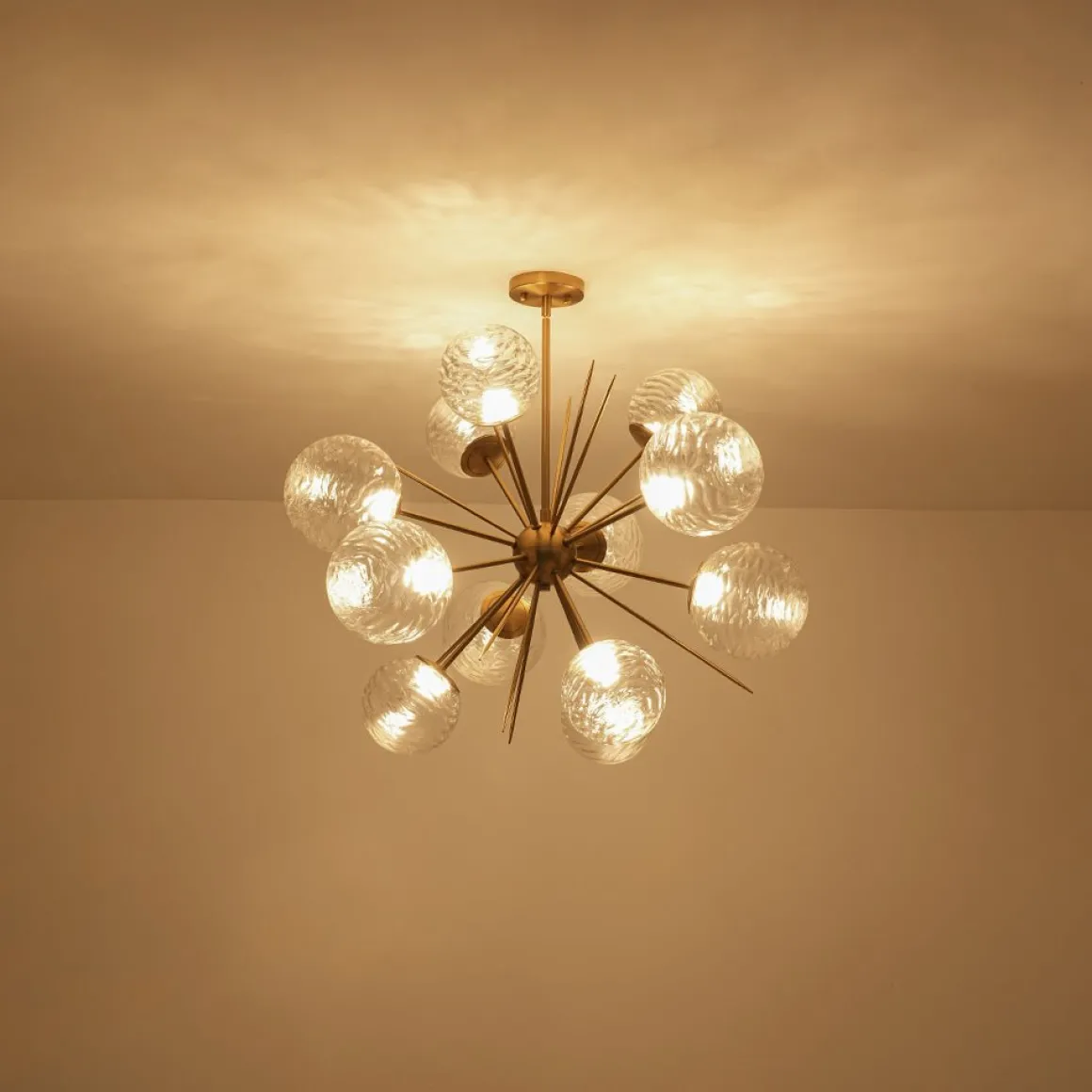 Dimmable LED Ripple Glass Bubble Sputnik Sunburst Chandelier