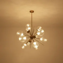 Dimmable LED Ripple Glass Bubble Sputnik Sunburst Chandelier