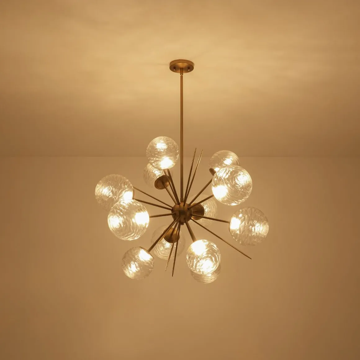 Dimmable LED Ripple Glass Bubble Sputnik Sunburst Chandelier