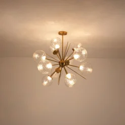 Dimmable LED Ripple Glass Bubble Sputnik Sunburst Chandelier
