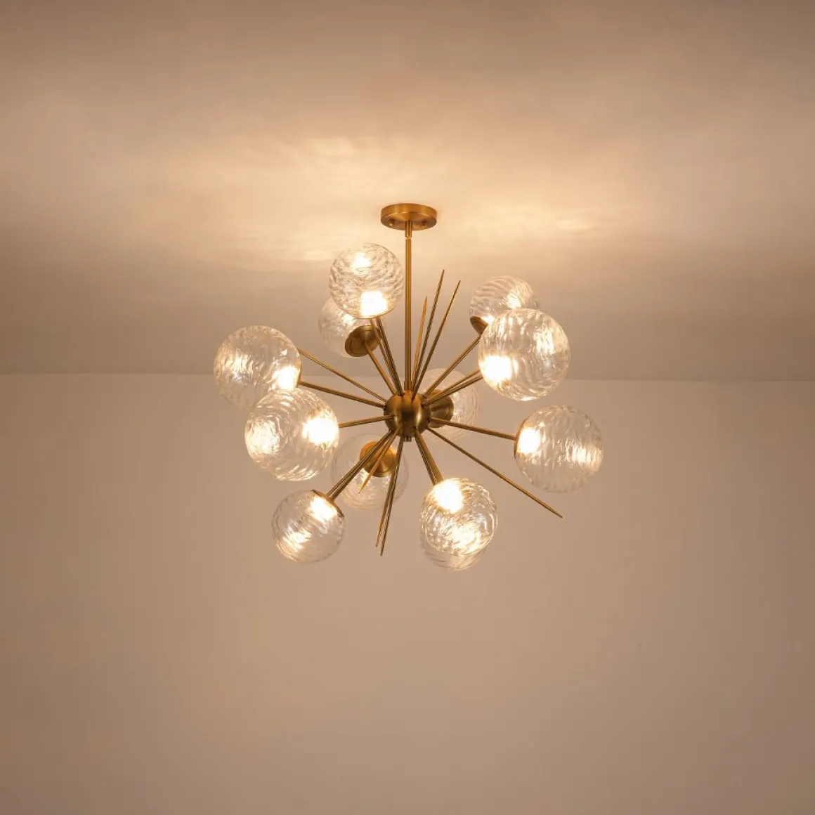 Dimmable LED Ripple Glass Bubble Sputnik Sunburst Chandelier