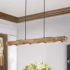 Dimmable LED Rustic Linear Oak Wood Kitchen Island Pendant