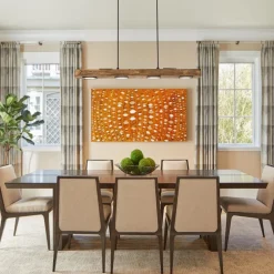 Dimmable LED Rustic Linear Oak Wood Kitchen Island Pendant