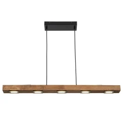Dimmable LED Rustic Linear Oak Wood Kitchen Island Pendant