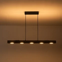 Dimmable LED Rustic Linear Oak Wood Kitchen Island Pendant