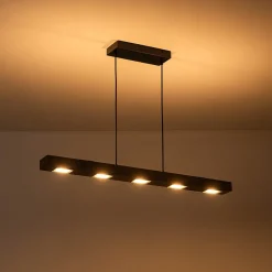 Dimmable LED Rustic Linear Oak Wood Kitchen Island Pendant