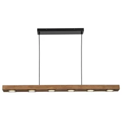 Dimmable LED Rustic Linear Oak Wood Kitchen Island Pendant