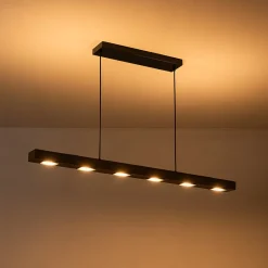 Dimmable LED Rustic Linear Oak Wood Kitchen Island Pendant