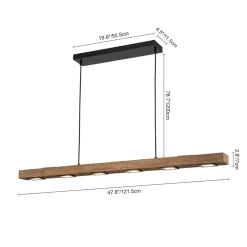 Dimmable LED Rustic Linear Oak Wood Kitchen Island Pendant