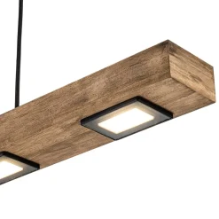 Dimmable LED Rustic Linear Oak Wood Kitchen Island Pendant