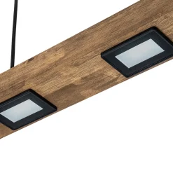 Dimmable LED Rustic Linear Oak Wood Kitchen Island Pendant