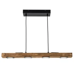 Dimmable LED Rustic Linear Oak Wood Kitchen Island Pendant