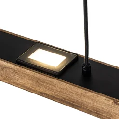 Dimmable LED Rustic Linear Oak Wood Kitchen Island Pendant
