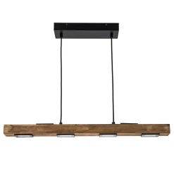 Dimmable LED Rustic Linear Oak Wood Kitchen Island Pendant