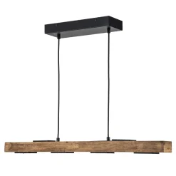 Dimmable LED Rustic Linear Oak Wood Kitchen Island Pendant