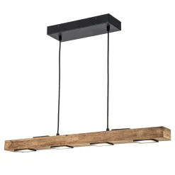 Dimmable LED Rustic Linear Oak Wood Kitchen Island Pendant
